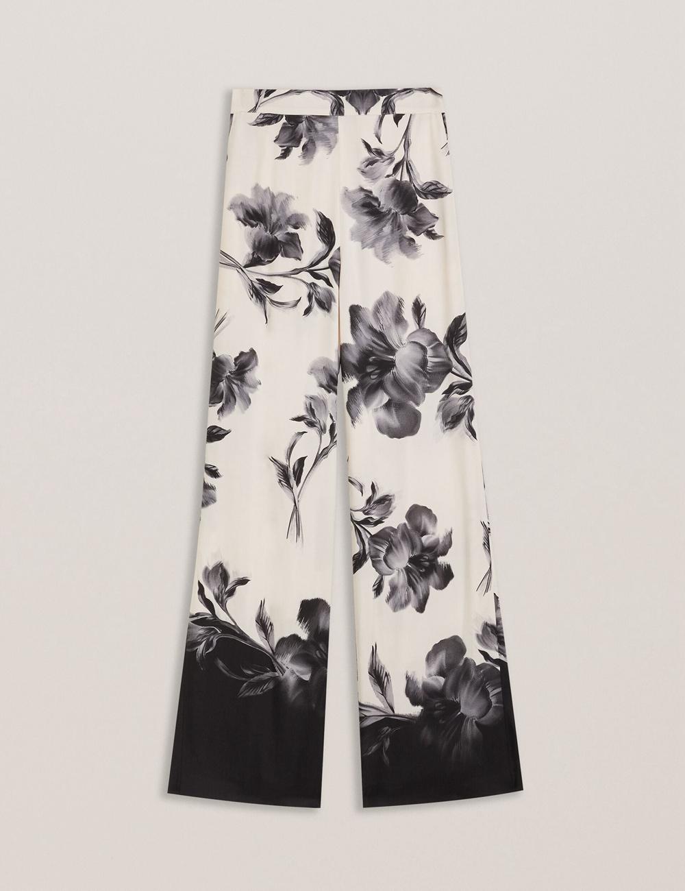 Ted Baker AWYNA - Floral Print Pull-On Wide Leg Broek Dames Zwart | Belgium  908321-XJI