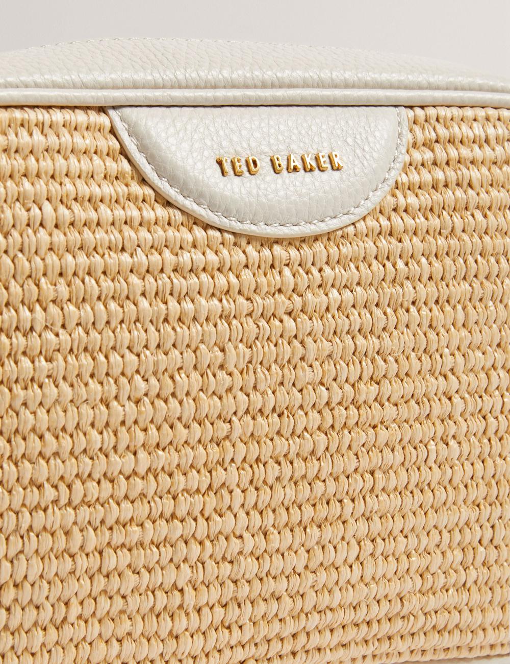 Ted Baker BARDAS - Faux Raffia Leather Trim Webbing Camera Cameratas Dames Ecru | Belgium  190642-CFV