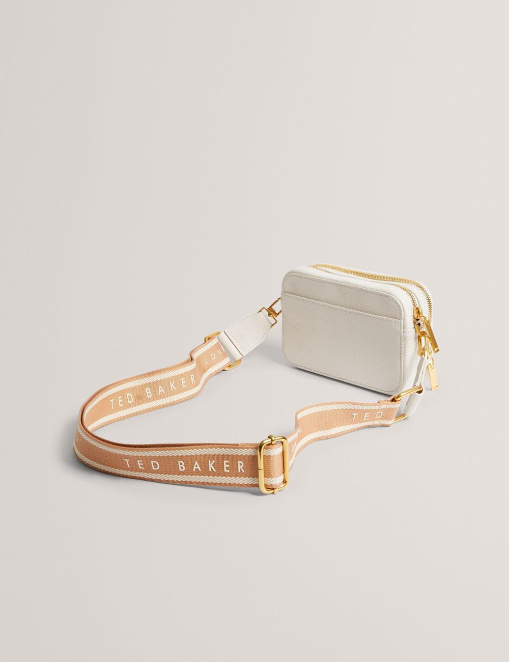 Ted Baker BARIA - Faux Raffia Leather Trim Mini Camera Cameratas Dames Ecru | Belgium  796481-OUB