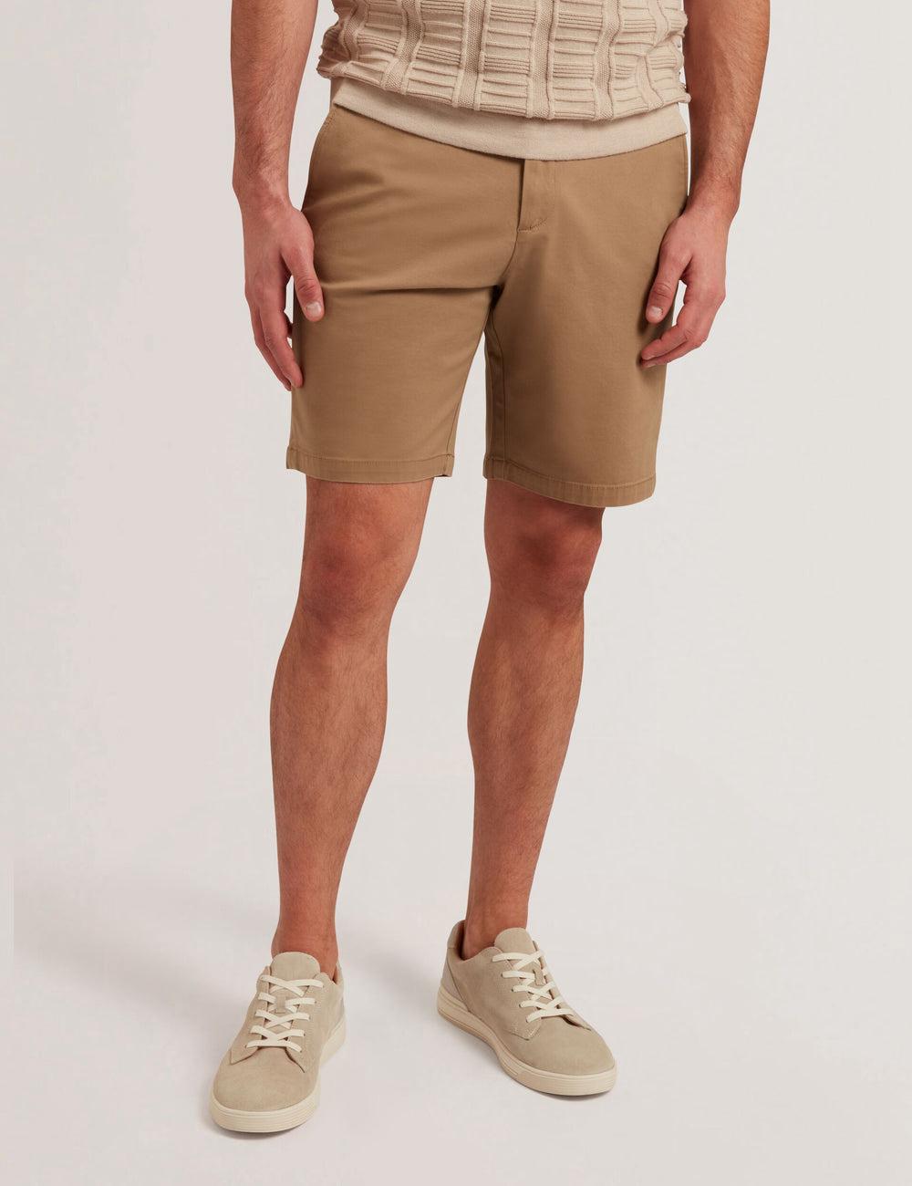 Ted Baker BARNHAM - Regular Fit Cotton Blend Chino Korte Broek Heren Tan | Belgium  971485-KMB