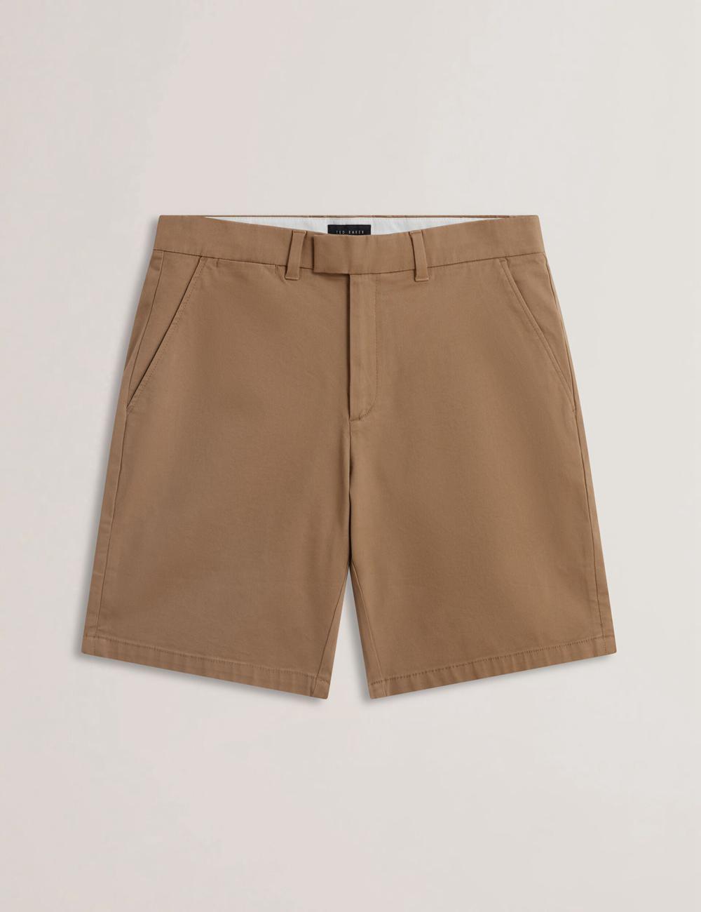 Ted Baker BARNHAM - Regular Fit Cotton Blend Chino Korte Broek Heren Tan | Belgium  971485-KMB