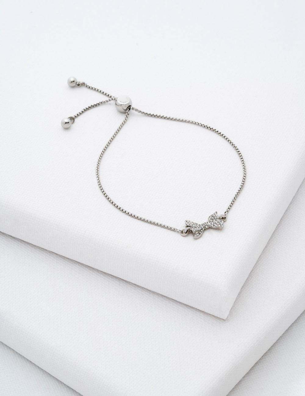 Ted Baker BARSET - Crystal Bow Adjustable Armbanden Dames Zilver | Belgium  592374-PXL