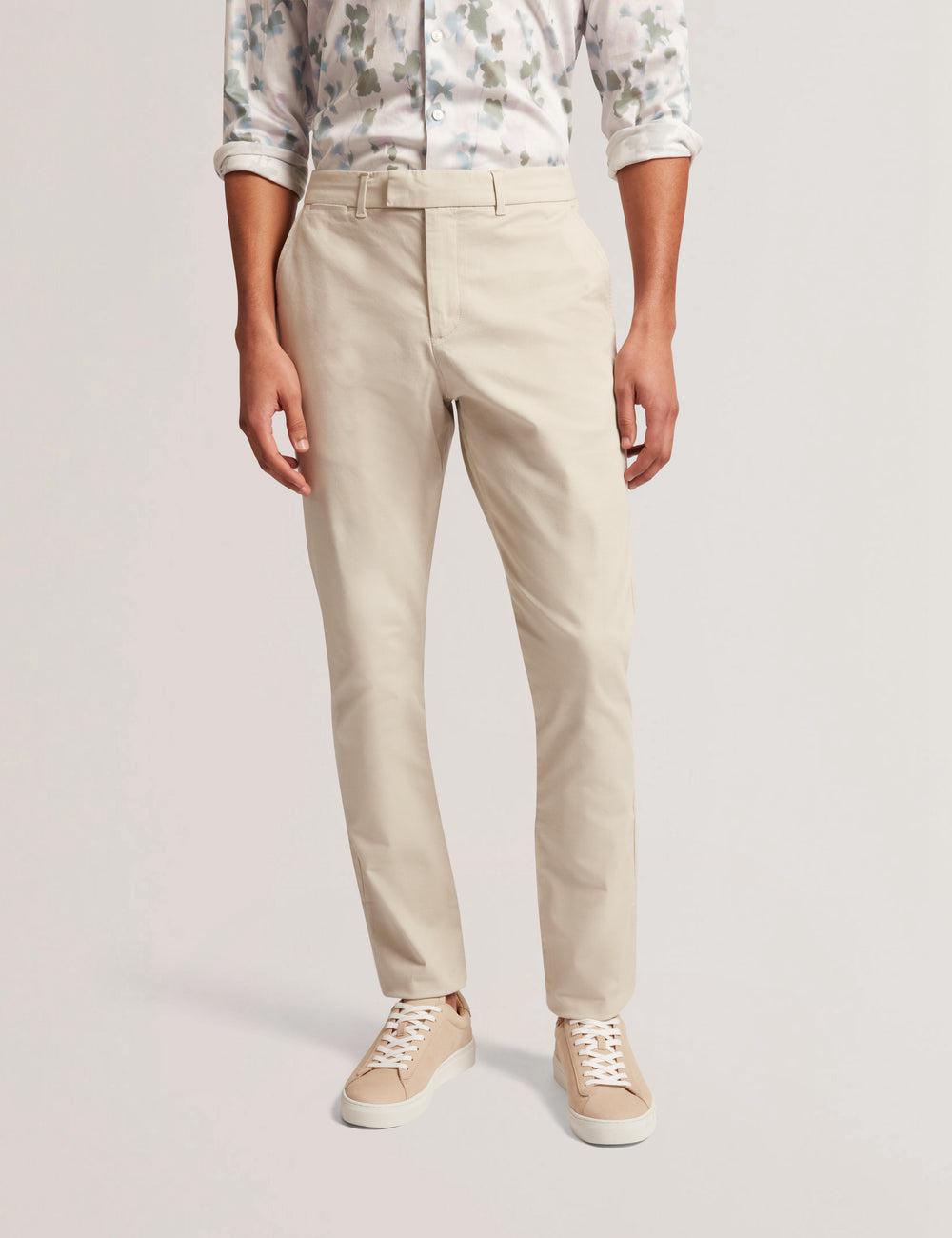 Ted Baker BATFORD - Slim Fit Cotton Blend Chinos Broek Heren Tan | Belgium  053168-ISQ
