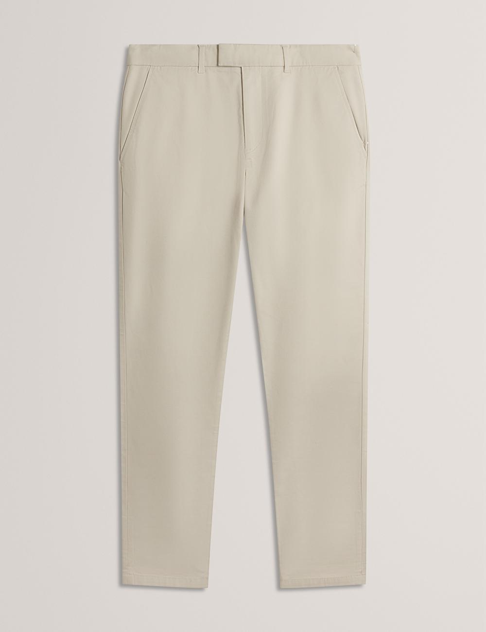 Ted Baker BATFORD - Slim Fit Cotton Blend Chinos Broek Heren Tan | Belgium  053168-ISQ