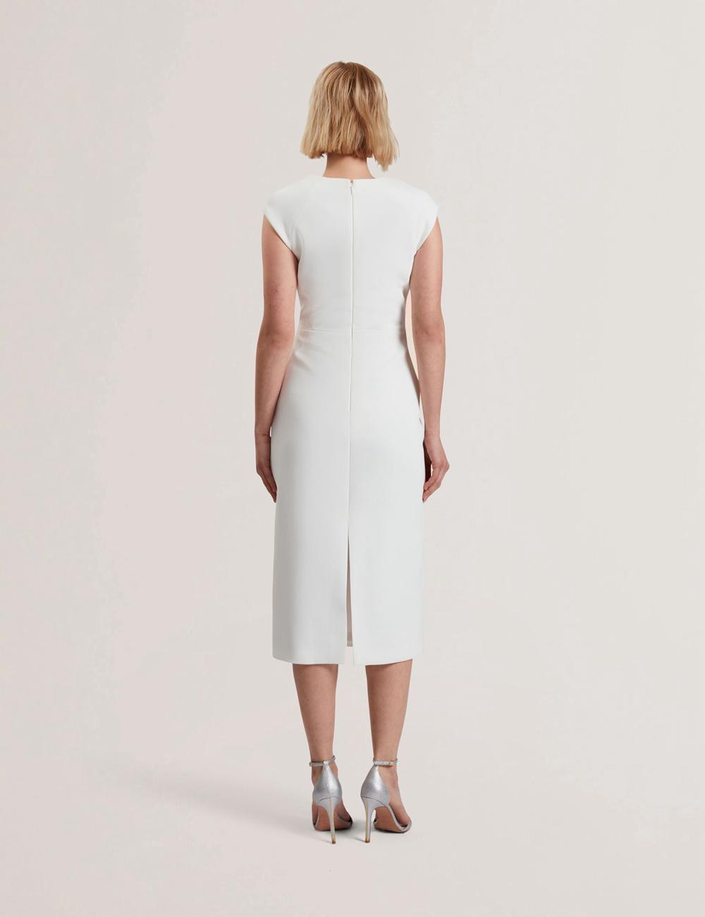 Ted Baker BAYREE - Folded Neckline Pencil Midi-jurk Dames Wit | Belgium  381924-JHN
