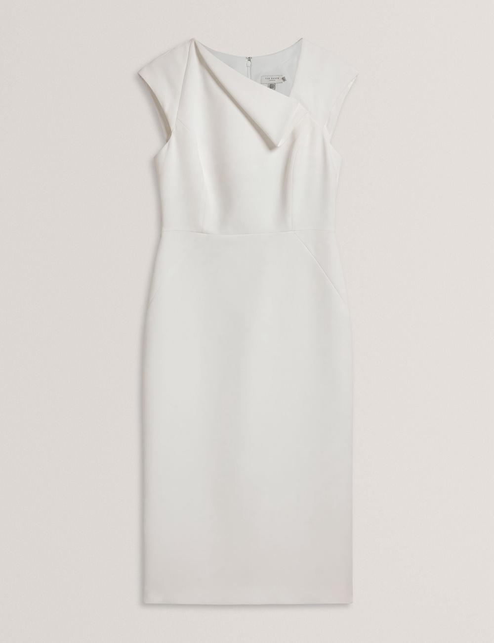 Ted Baker BAYREE - Folded Neckline Pencil Midi-jurk Dames Wit | Belgium  381924-JHN