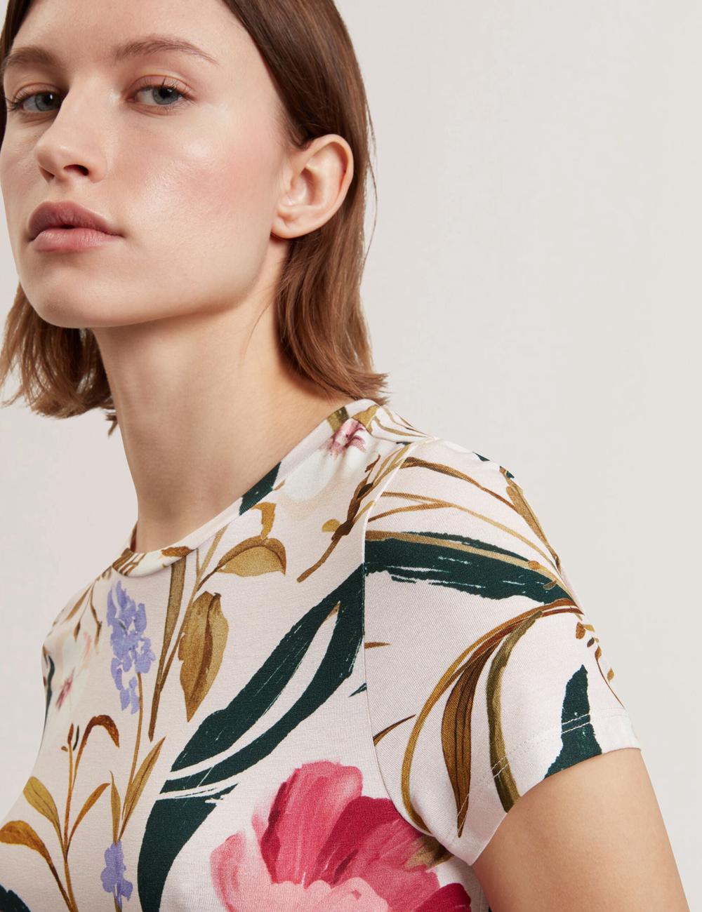 Ted Baker BELLIEA - Painted Floral Print Slim Fit T-shirts Dames Roze | Belgium  417032-XAN