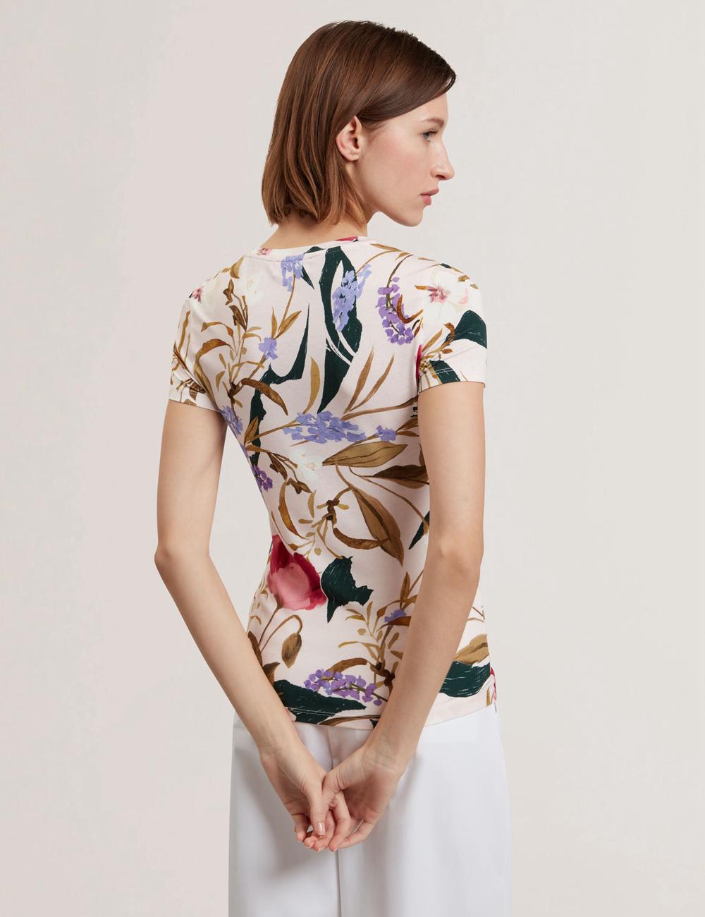 Ted Baker BELLIEA - Painted Floral Print Slim Fit T-shirts Dames Roze | Belgium  417032-XAN