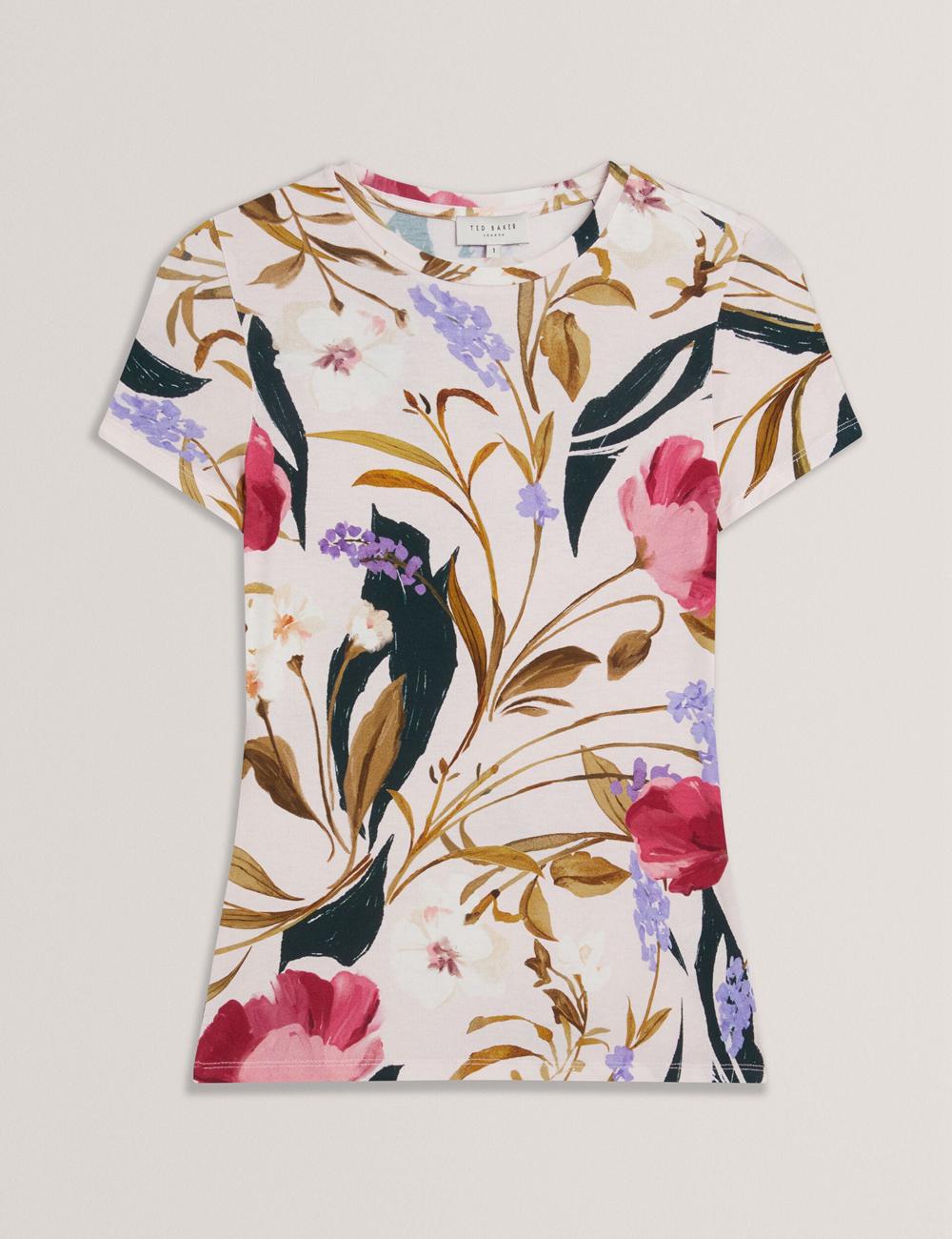 Ted Baker BELLIEA - Painted Floral Print Slim Fit T-shirts Dames Roze | Belgium  417032-XAN