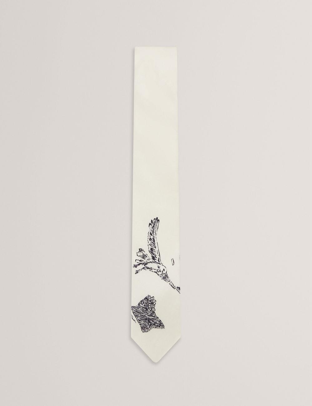Ted Baker BENHALL - Seagull Graphic Silk Stropdassen Heren Ecru | Belgium  714395-PRE
