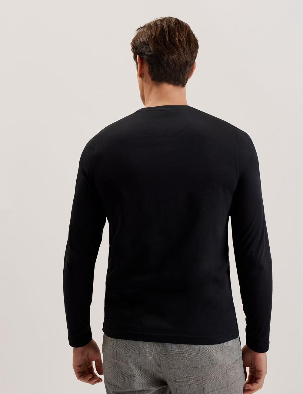 Ted Baker BEXLI - Regular Fit Long Sleeve Cotton T-shirts Heren Zwart | Belgium  465170-QNK