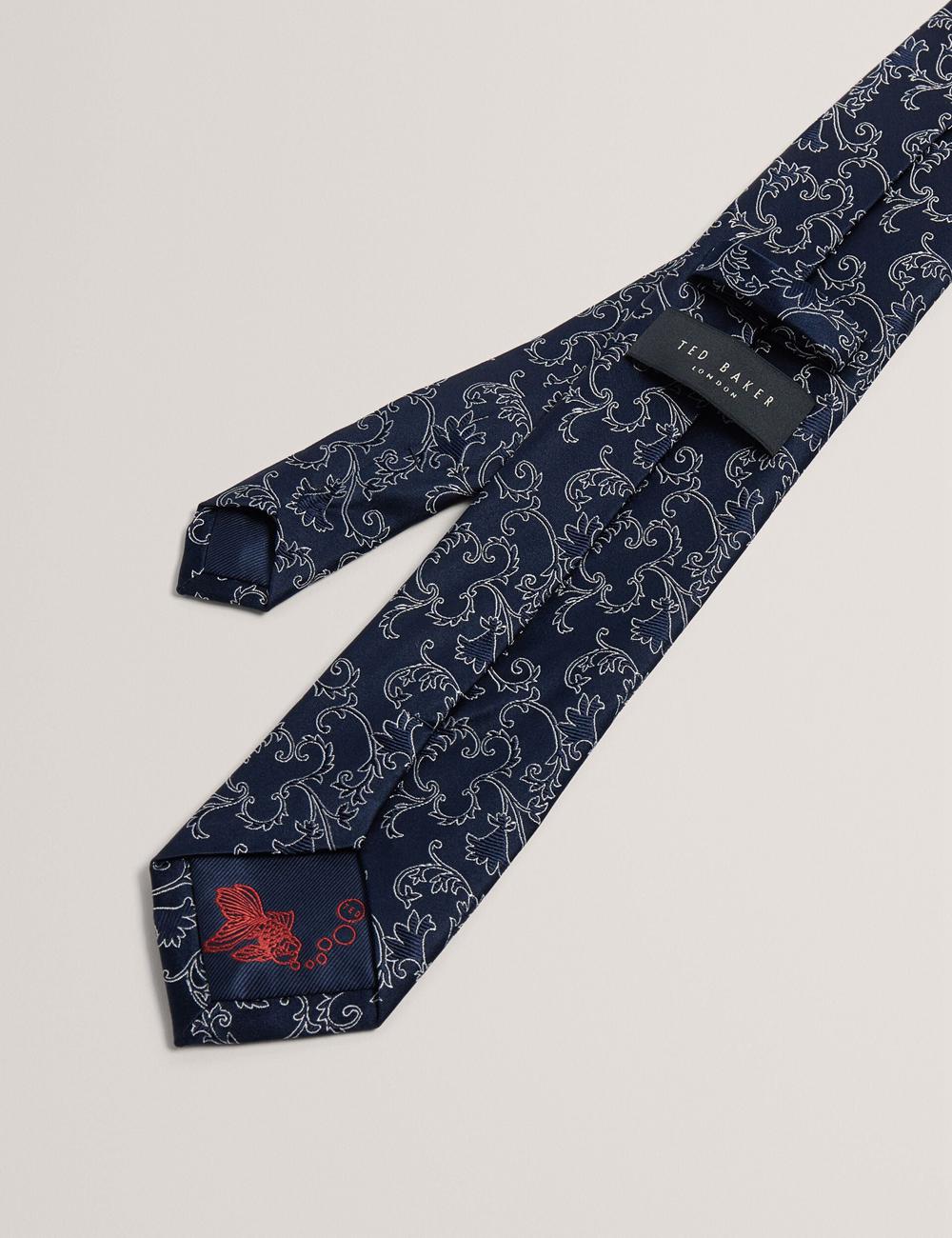 Ted Baker BIONDIS - Baroque Floral Print Silk Stropdassen Heren Donkerblauw | Belgium  195732-WVI