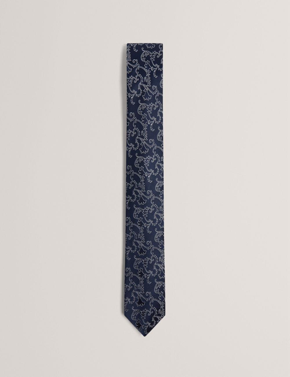 Ted Baker BIONDIS - Baroque Floral Print Silk Stropdassen Heren Donkerblauw | Belgium  195732-WVI