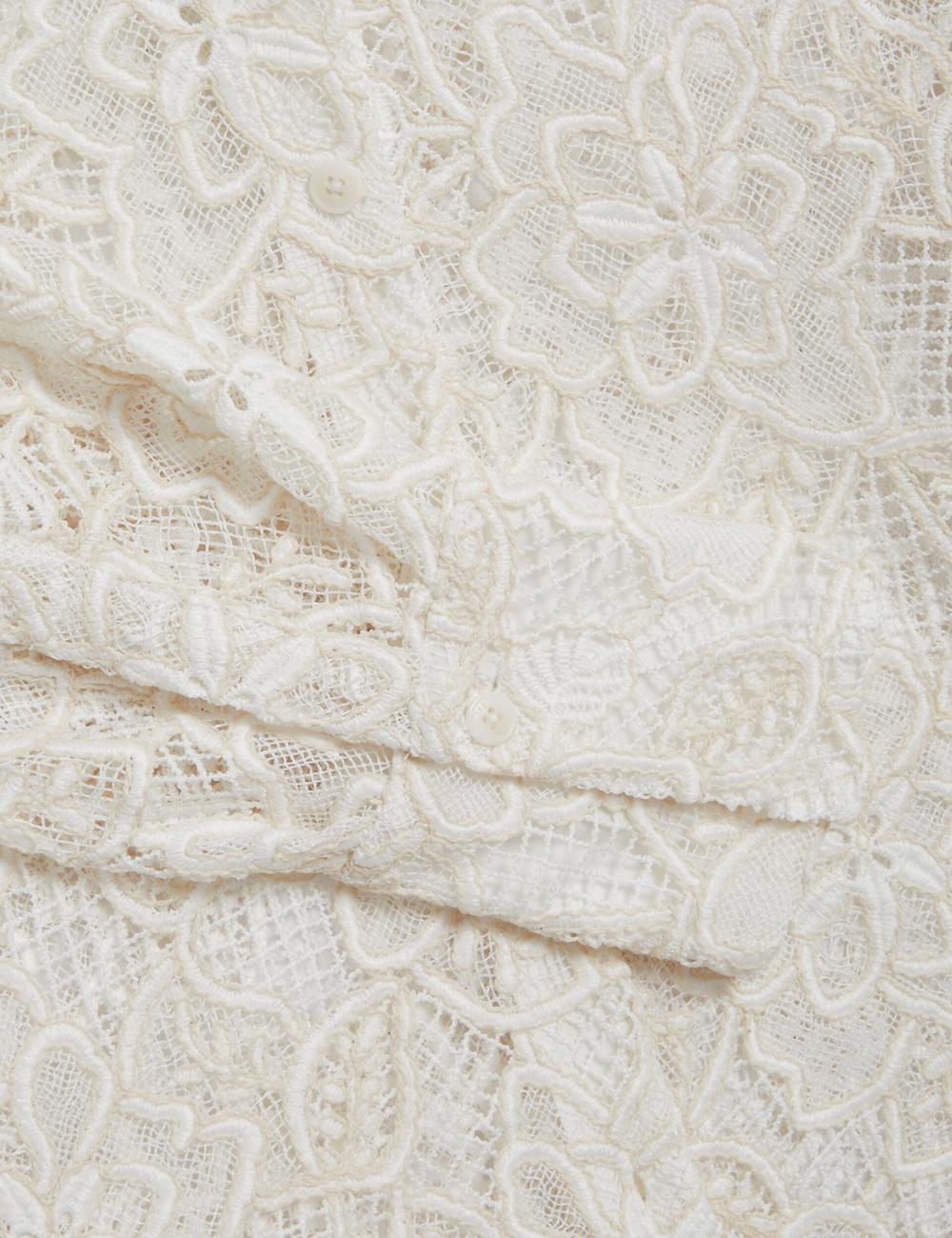 Ted Baker BLOND - Floral Lace Longline Cotton Shirt Topjes Dames Ivory | Belgium  654938-HWL