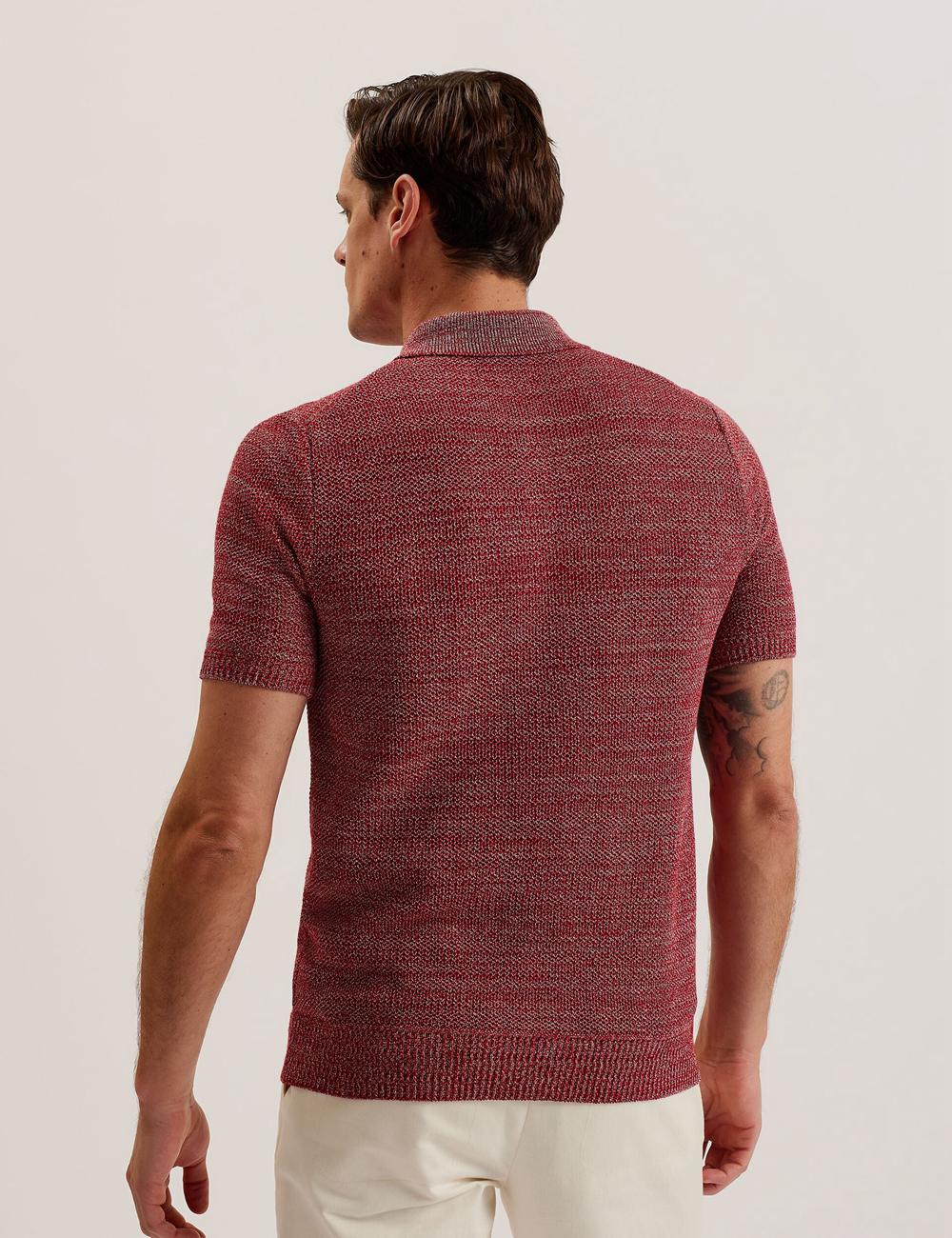 Ted Baker BLOSSAM - Space Dye Zip Neck Poloshirt Heren Rood | Belgium  015924-WSZ