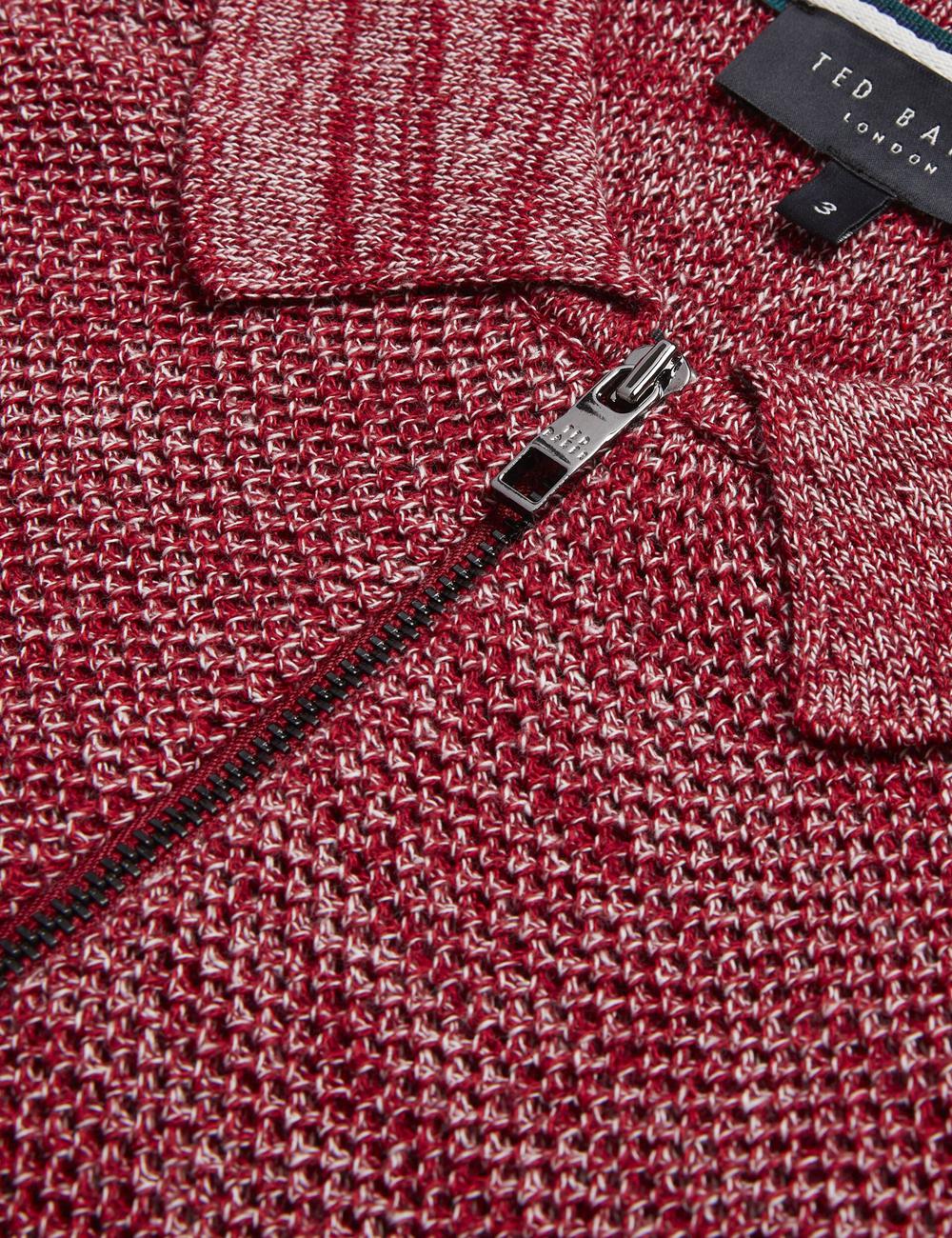 Ted Baker BLOSSAM - Space Dye Zip Neck Poloshirt Heren Rood | Belgium  015924-WSZ