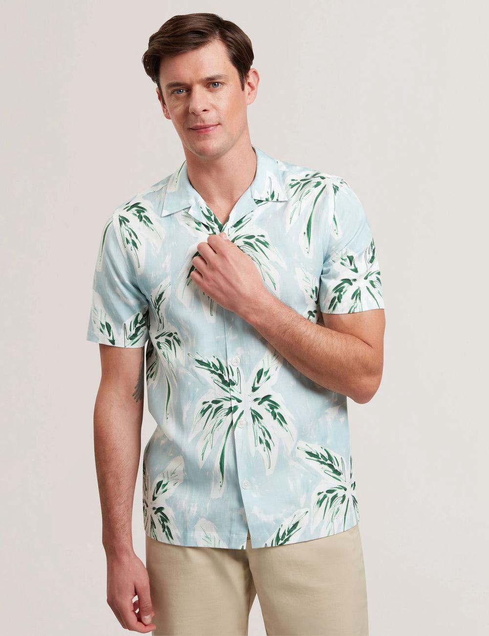 Ted Baker BOCHE - Short Sleeve Regular Tropical Palm Tree Overhemd Heren Groen | Belgium  134579-HDX
