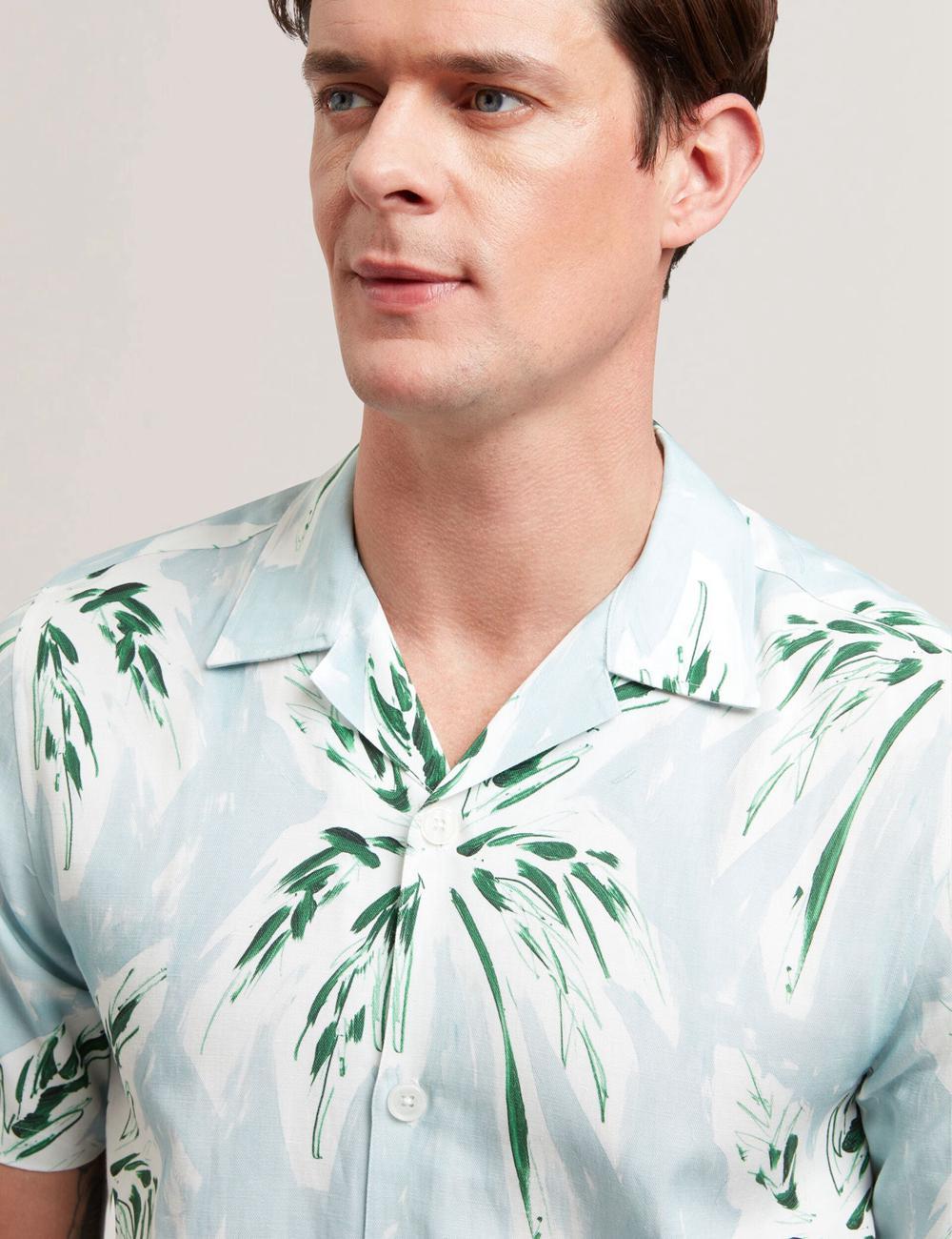 Ted Baker BOCHE - Short Sleeve Regular Tropical Palm Tree Overhemd Heren Groen | Belgium  134579-HDX