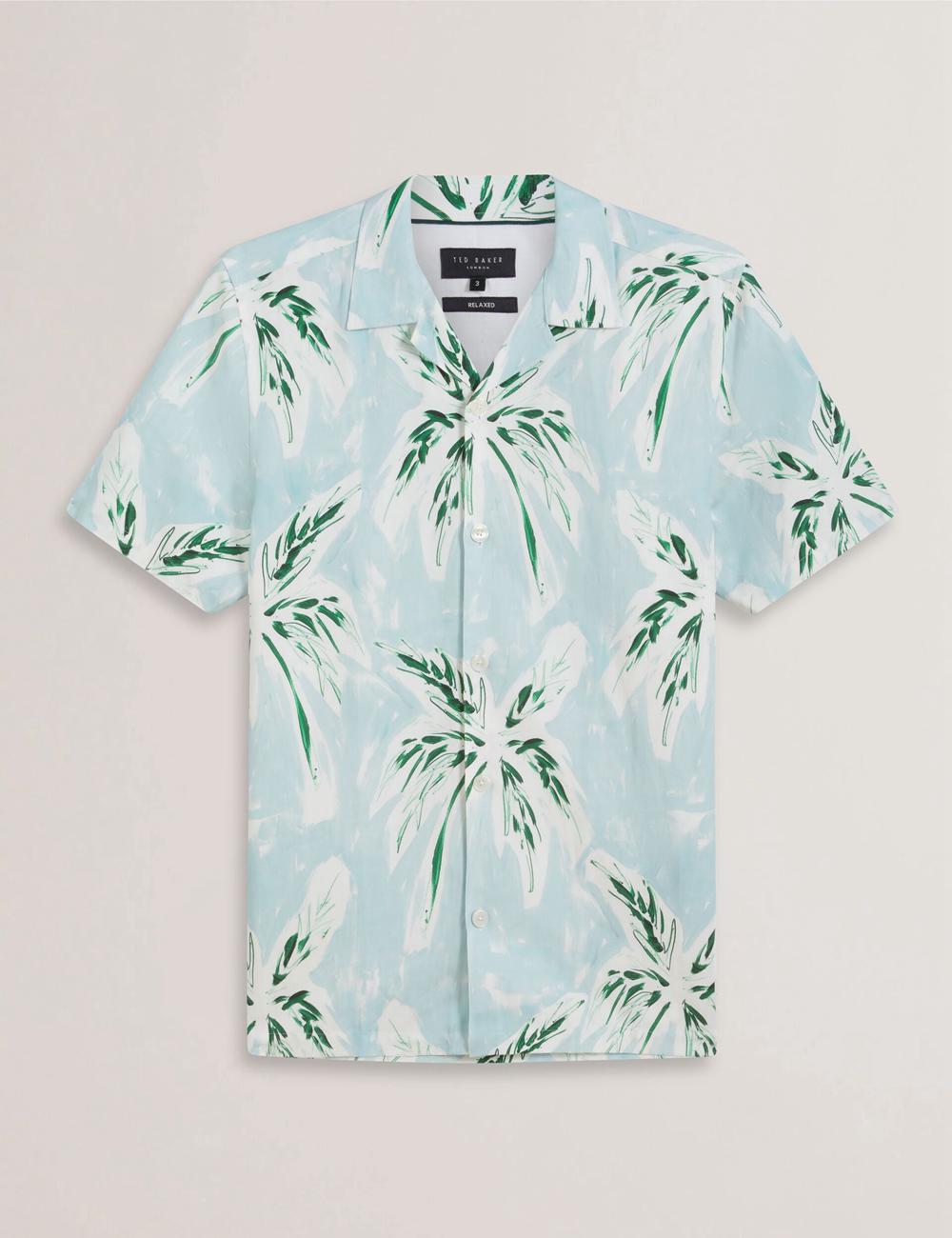 Ted Baker BOCHE - Short Sleeve Regular Tropical Palm Tree Overhemd Heren Groen | Belgium  134579-HDX