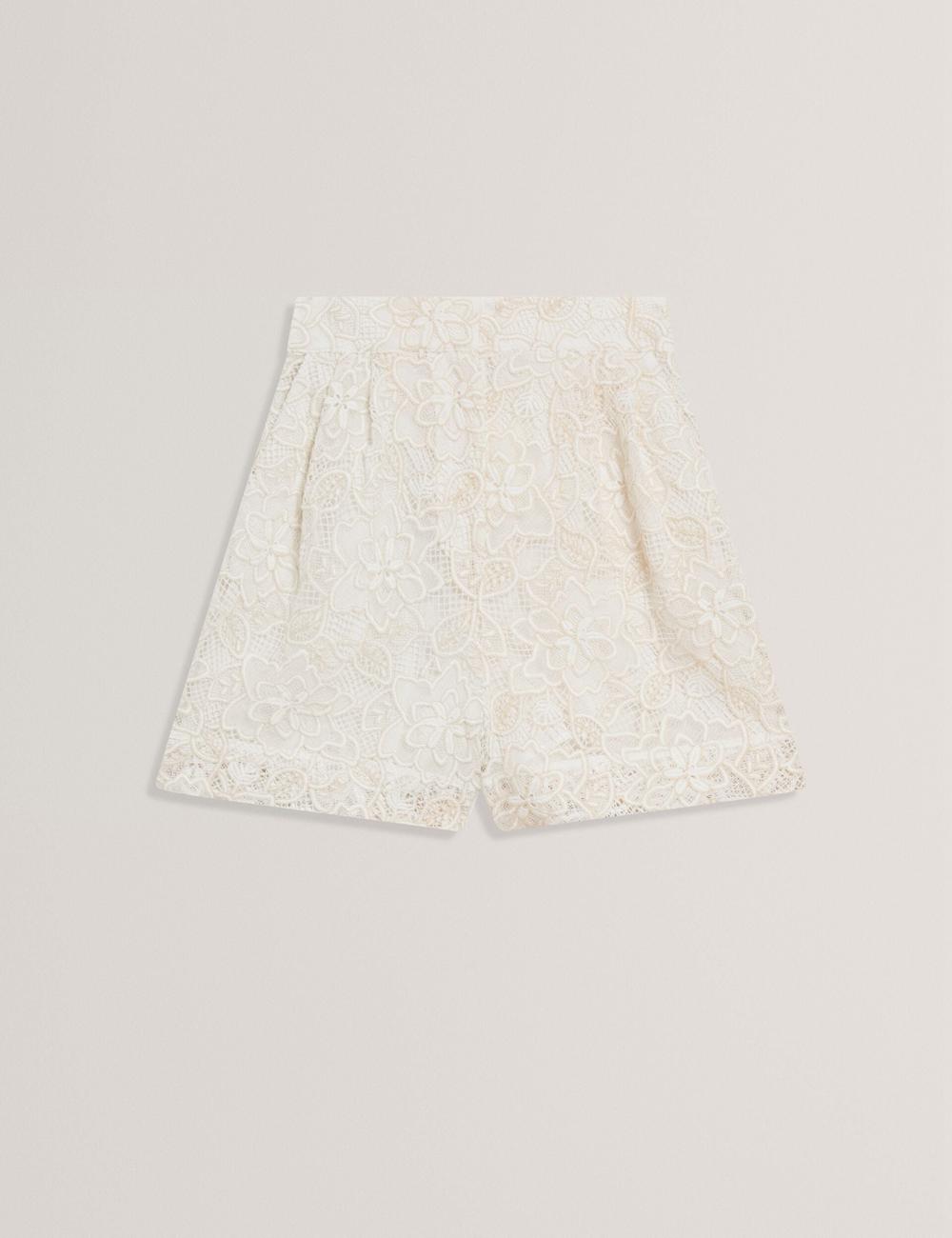 Ted Baker BOWIA - Lace High Waisted Tailored Korte Broek Dames Ivory | Belgium  854923-TAZ