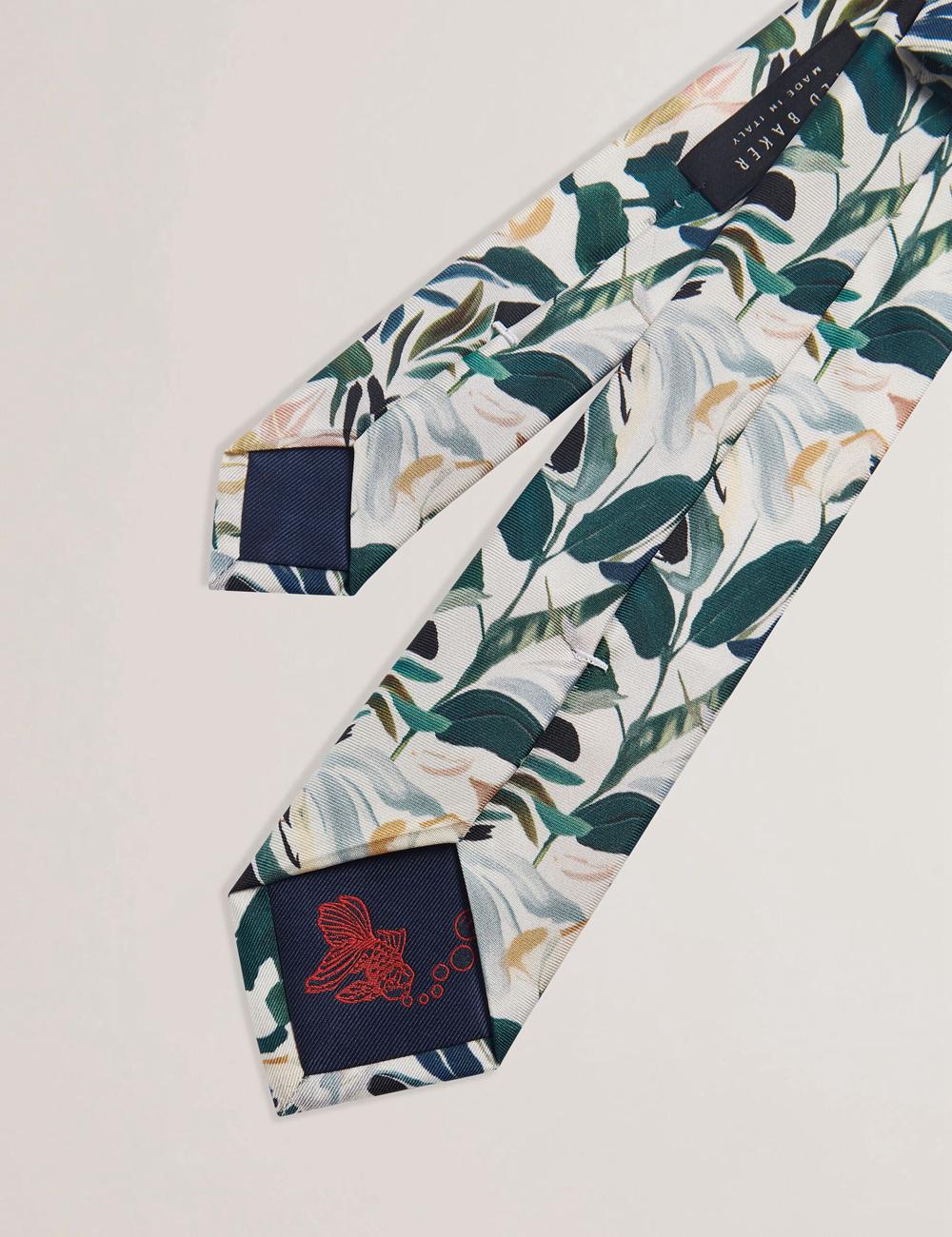 Ted Baker BOYTONN - Painted Floral Print Silk Stropdassen Heren Ecru | Belgium  942506-LQK