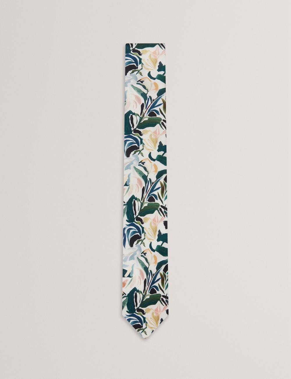 Ted Baker BOYTONN - Painted Floral Print Silk Stropdassen Heren Ecru | Belgium  942506-LQK