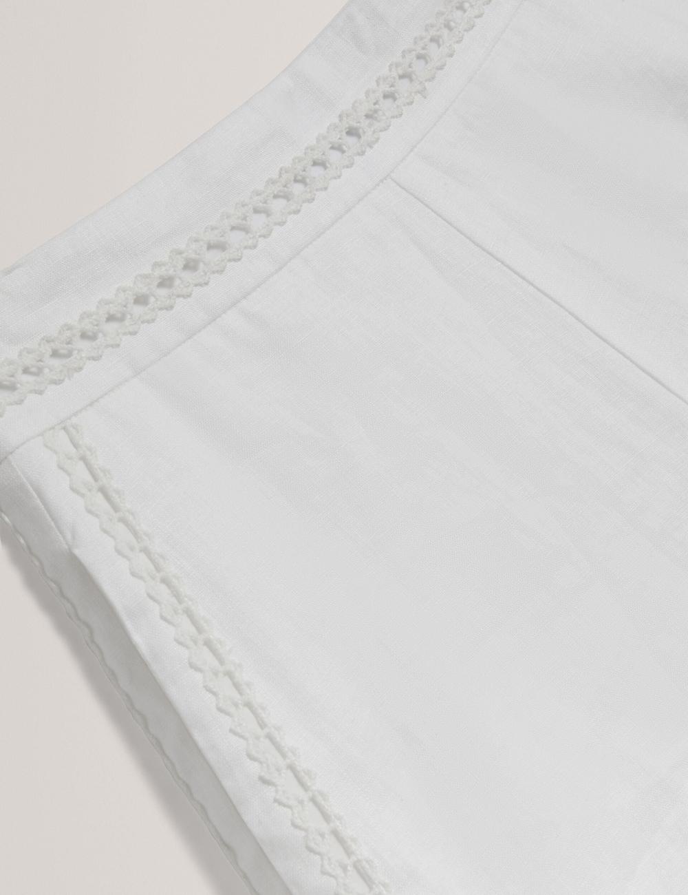 Ted Baker BUCCIA - Crochet Trim High Waisted Linen Korte Broek Dames Wit | Belgium  967351-NQA