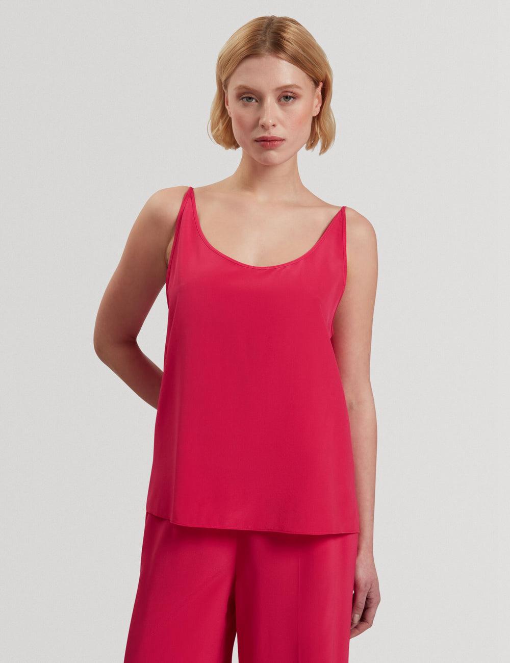 Ted Baker CADASA - Pure Silk Scoop Neck Cami Topjes Dames Fuchsie | Belgium  869174-ZDG