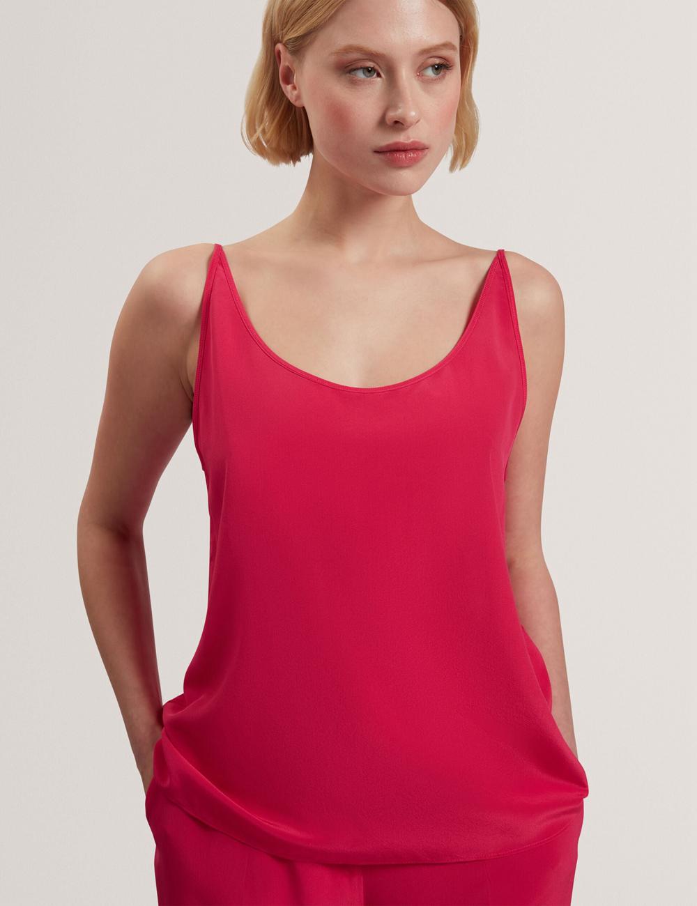 Ted Baker CADASA - Pure Silk Scoop Neck Cami Topjes Dames Fuchsie | Belgium  869174-ZDG