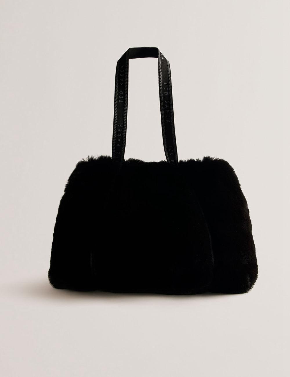 Ted Baker CADENCE - Faux Fur Webbing Strap Shopper Shopper Tas Dames Zwart | Belgium  584163-QYS