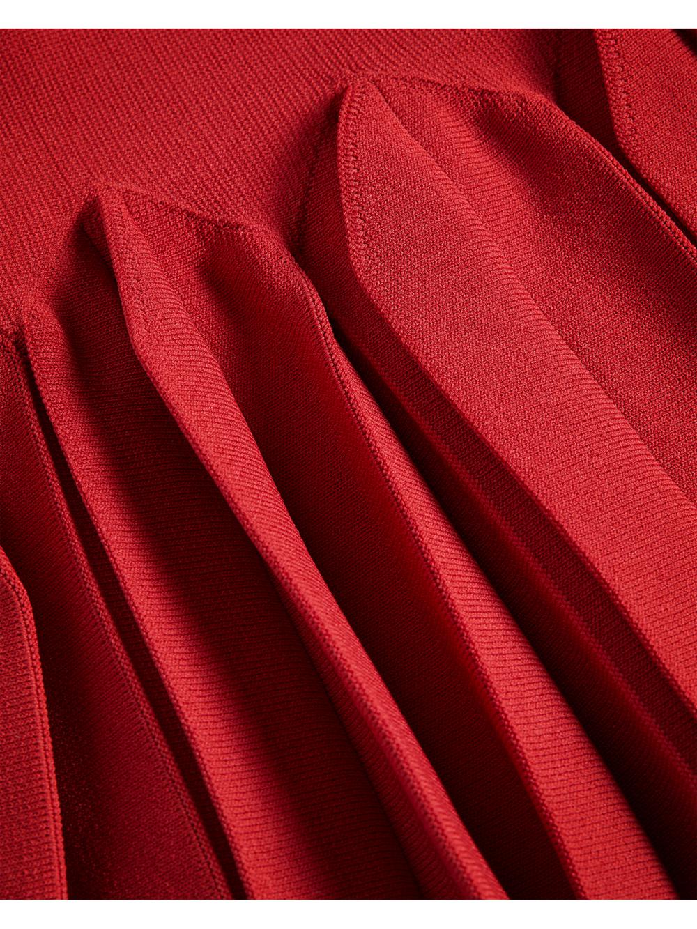 Ted Baker CANDDY - Pleated Hem Bodycon Knit Mini-jurk Dames Rood | Belgium  456203-NTX