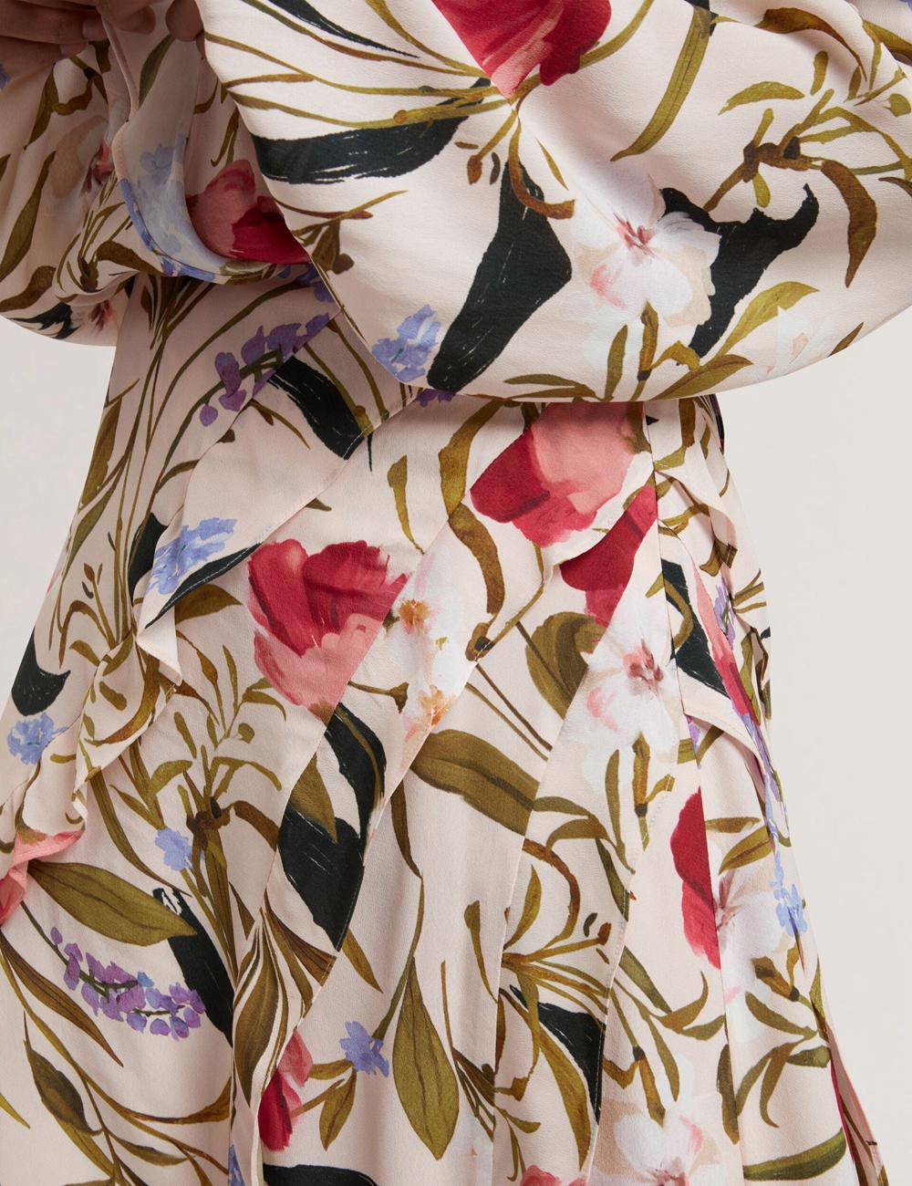 Ted Baker CANDICI - Floral Print Frill Trim With Split Rokken Dames Roze | Belgium  249816-CMN