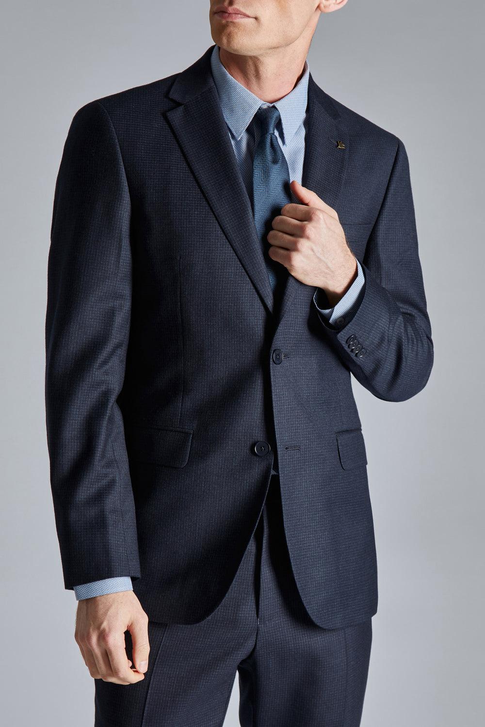 Ted Baker CANISJS - Grid Check Regular Fit Suit Jassen Heren Donkerblauw | Belgium  047851-ANB