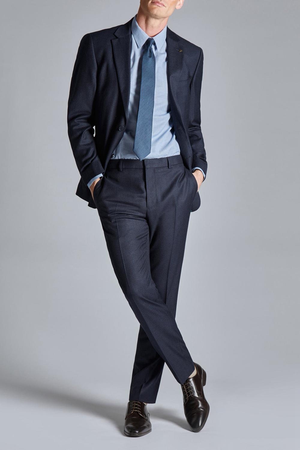 Ted Baker CANISJS - Grid Check Regular Fit Suit Jassen Heren Donkerblauw | Belgium  047851-ANB