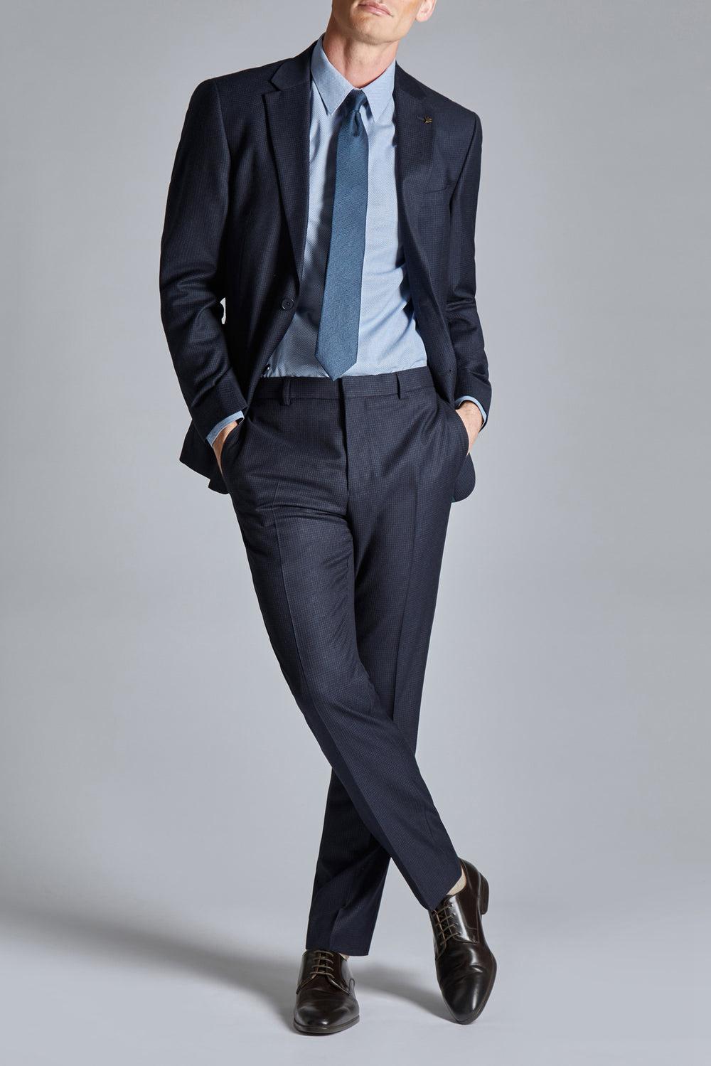 Ted Baker CANISTS - Grid Check Regular Fit Suit Broek Heren Donkerblauw | Belgium  120435-XPO