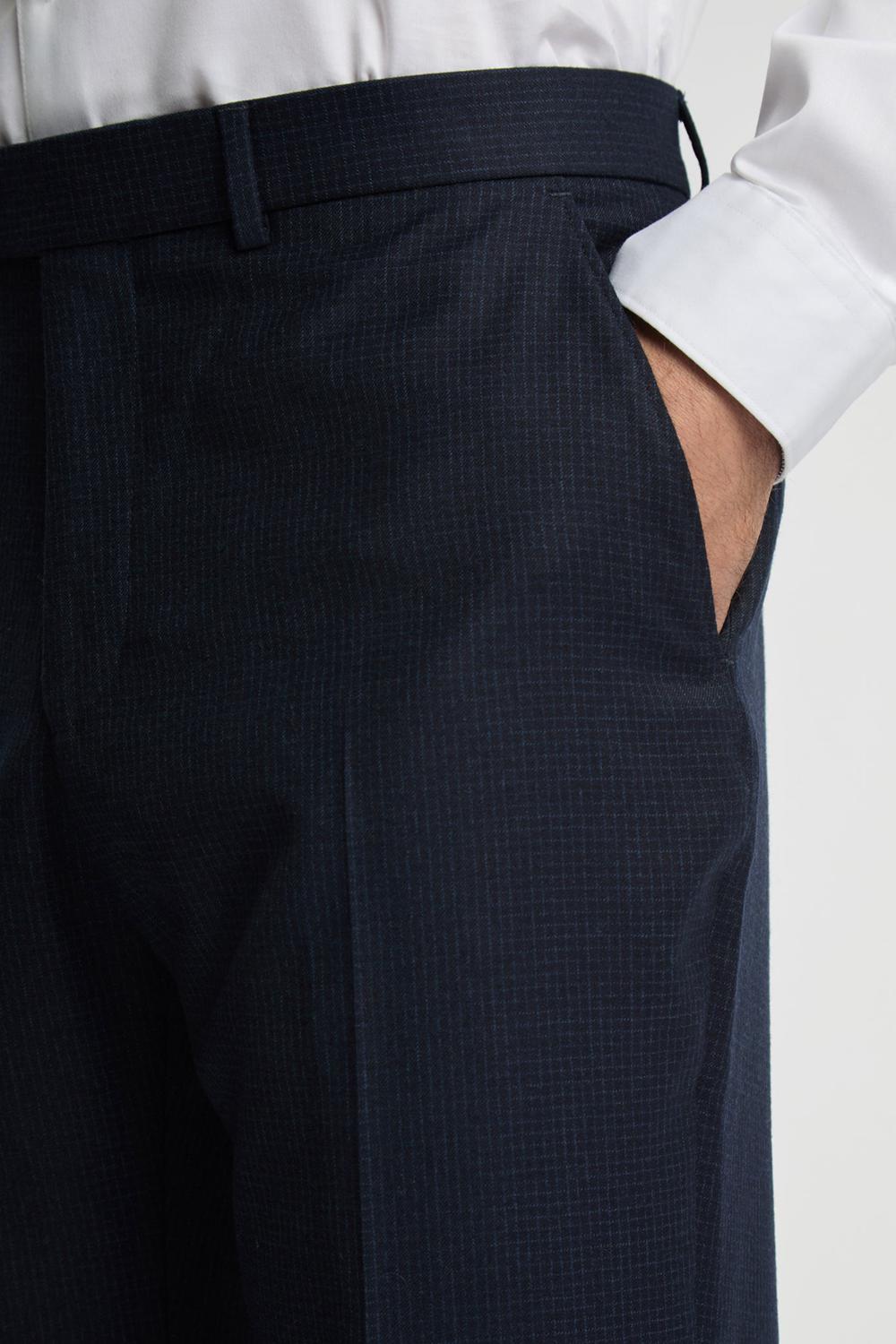 Ted Baker CANISTS - Grid Check Regular Fit Suit Broek Heren Donkerblauw | Belgium  120435-XPO