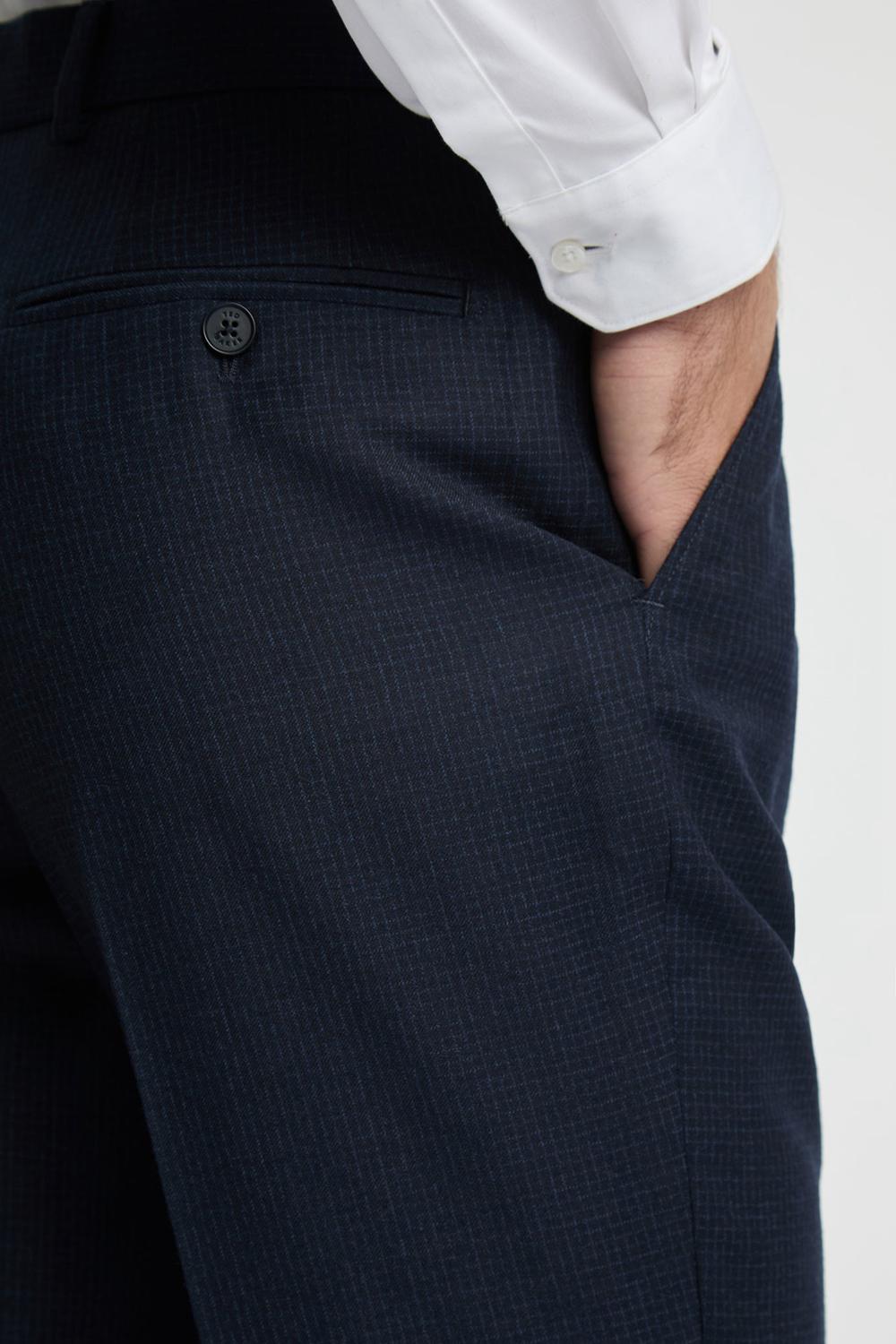 Ted Baker CANISTS - Grid Check Regular Fit Suit Broek Heren Donkerblauw | Belgium  120435-XPO