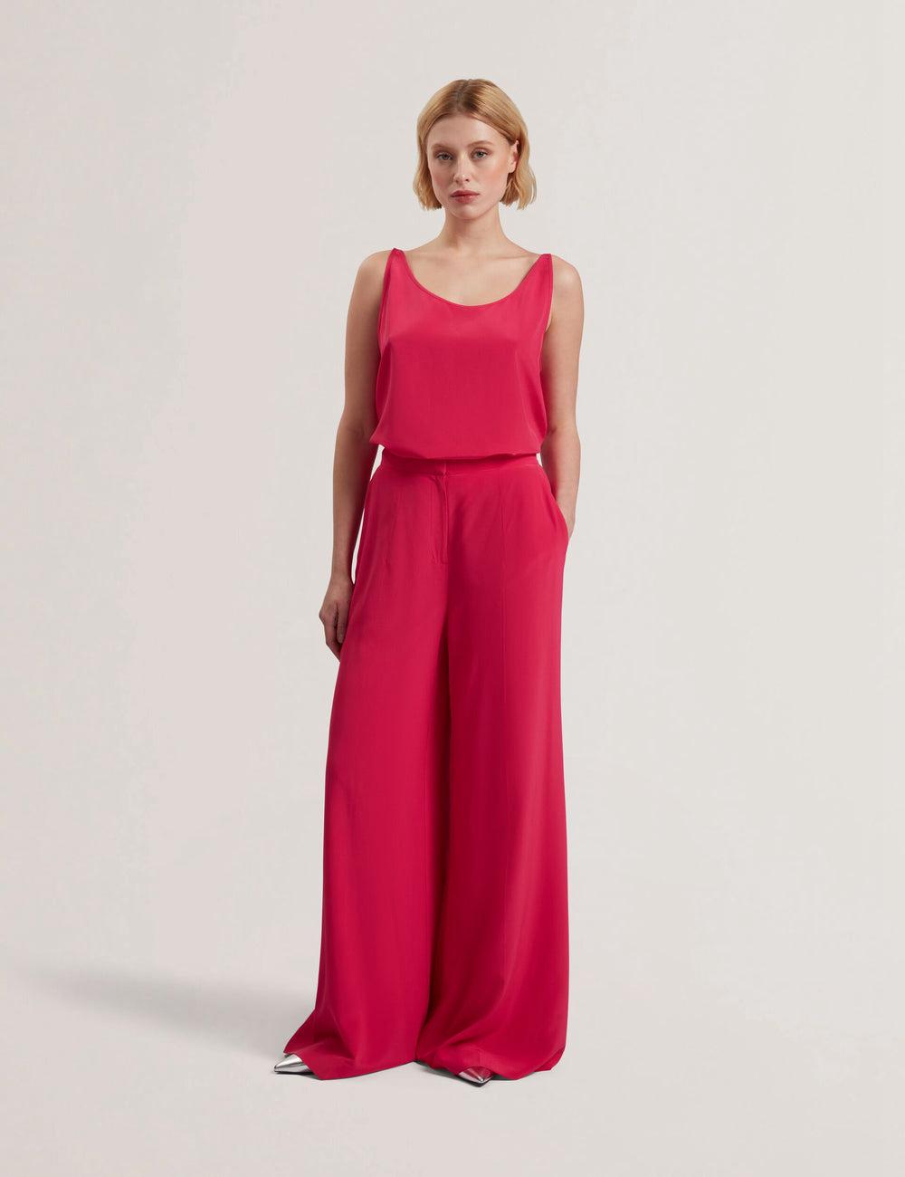Ted Baker CARLOET - Silk Wide Leg Tailored Broek Dames Fuchsie | Belgium  790654-BMQ