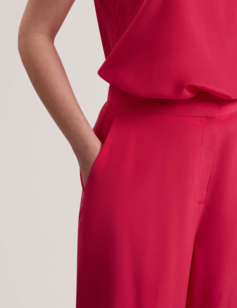 Ted Baker CARLOET - Silk Wide Leg Tailored Broek Dames Fuchsie | Belgium  790654-BMQ