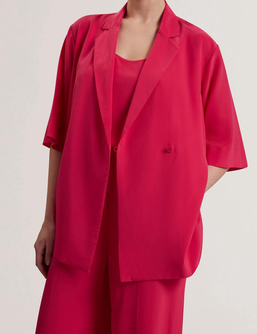 Ted Baker CARLOE - Silk Short Sleeve Blazer Dames Fuchsie | Belgium  045623-NET