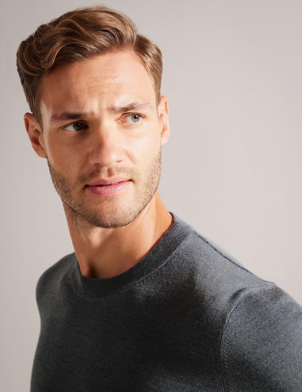 Ted Baker CARNBY - Pure Wool Crew Neck Jumpers Heren Charcoal | Belgium  023947-TAY
