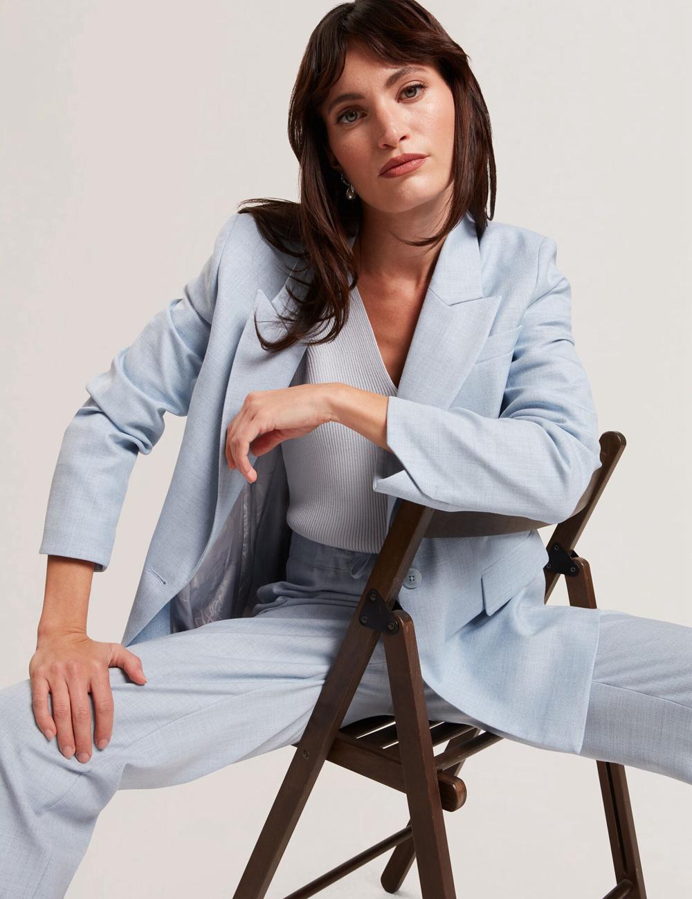 Ted Baker CARNI - Relaxed Tailored Single Breasted Blazer Dames Blauw | Belgium  765214-IXY