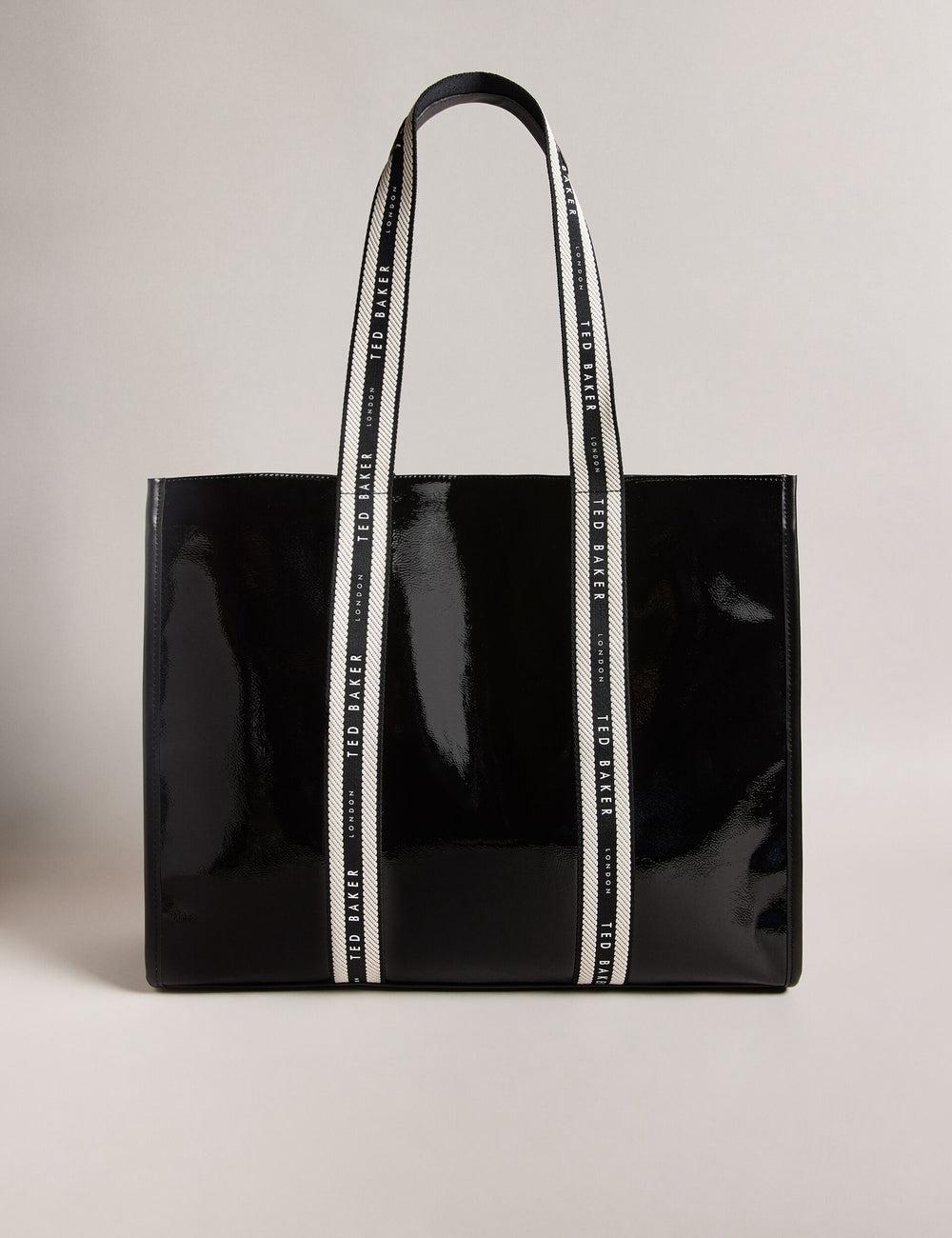 Ted Baker CELINIE - Branded Webbing Faux Leather Tote Tassen Dames Zwart | Belgium  359216-FPD