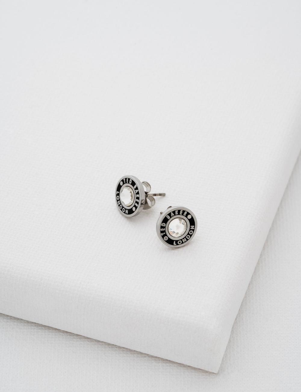 Ted Baker CHERELLE - Branded Crystal Button Stud Oorbellen Dames Zilver | Belgium  398526-IMG