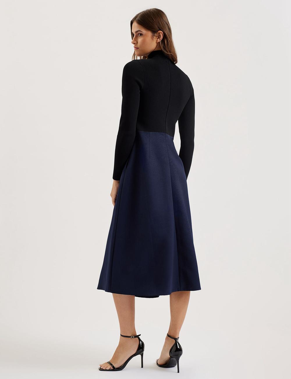 Ted Baker CHIRA - Knit Bodice With Wrap Skirt Midi-jurk Dames Zwart | Belgium  314058-JQF