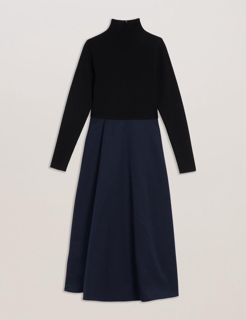 Ted Baker CHIRA - Knit Bodice With Wrap Skirt Midi-jurk Dames Zwart | Belgium  314058-JQF