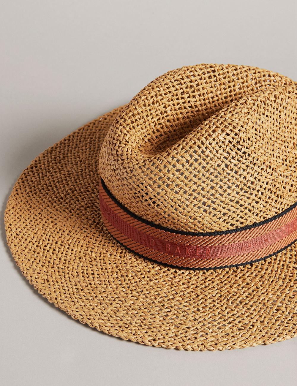 Ted Baker CLAIRIE - Straw Webbing Trim Hoeden Dames Ecru | Belgium  654208-EJO