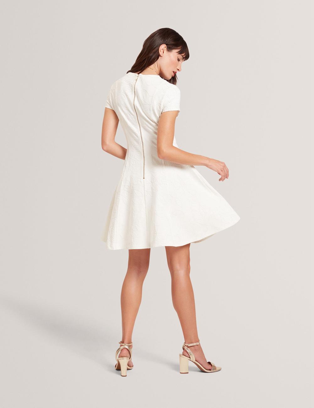 Ted Baker CLODAA - Embroidered Short Sleeve Skater Mini-jurk Dames Ivory | Belgium  208751-VDS