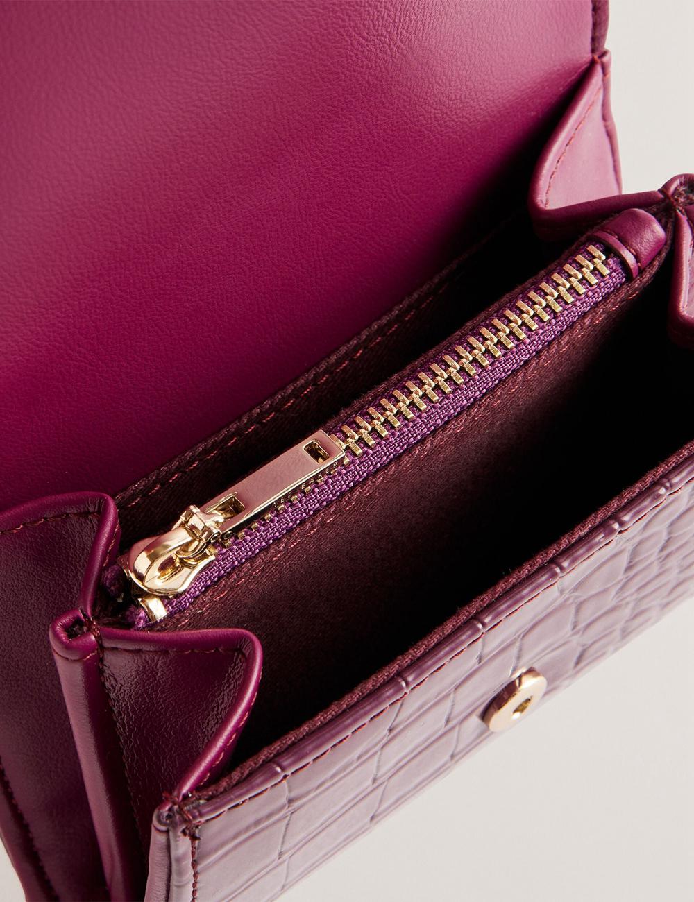 Ted Baker CONILYA - Croc Texture Fold Over Coin Portefeuille Dames Bordeaux | Belgium  519207-ZEH