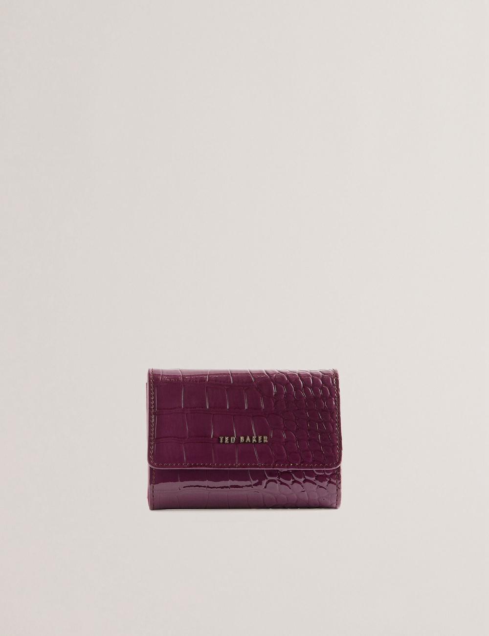 Ted Baker CONILYA - Croc Texture Fold Over Coin Portefeuille Dames Bordeaux | Belgium  519207-ZEH